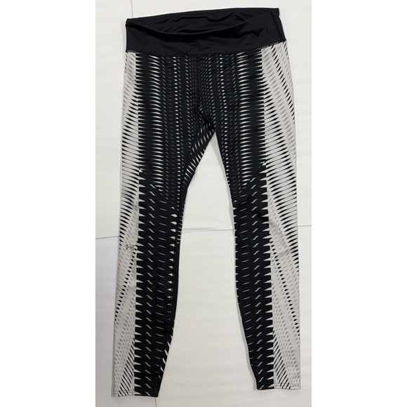 Under Armour Leggings Womens Large Compression Black White Activewear - Picture 1 of 7